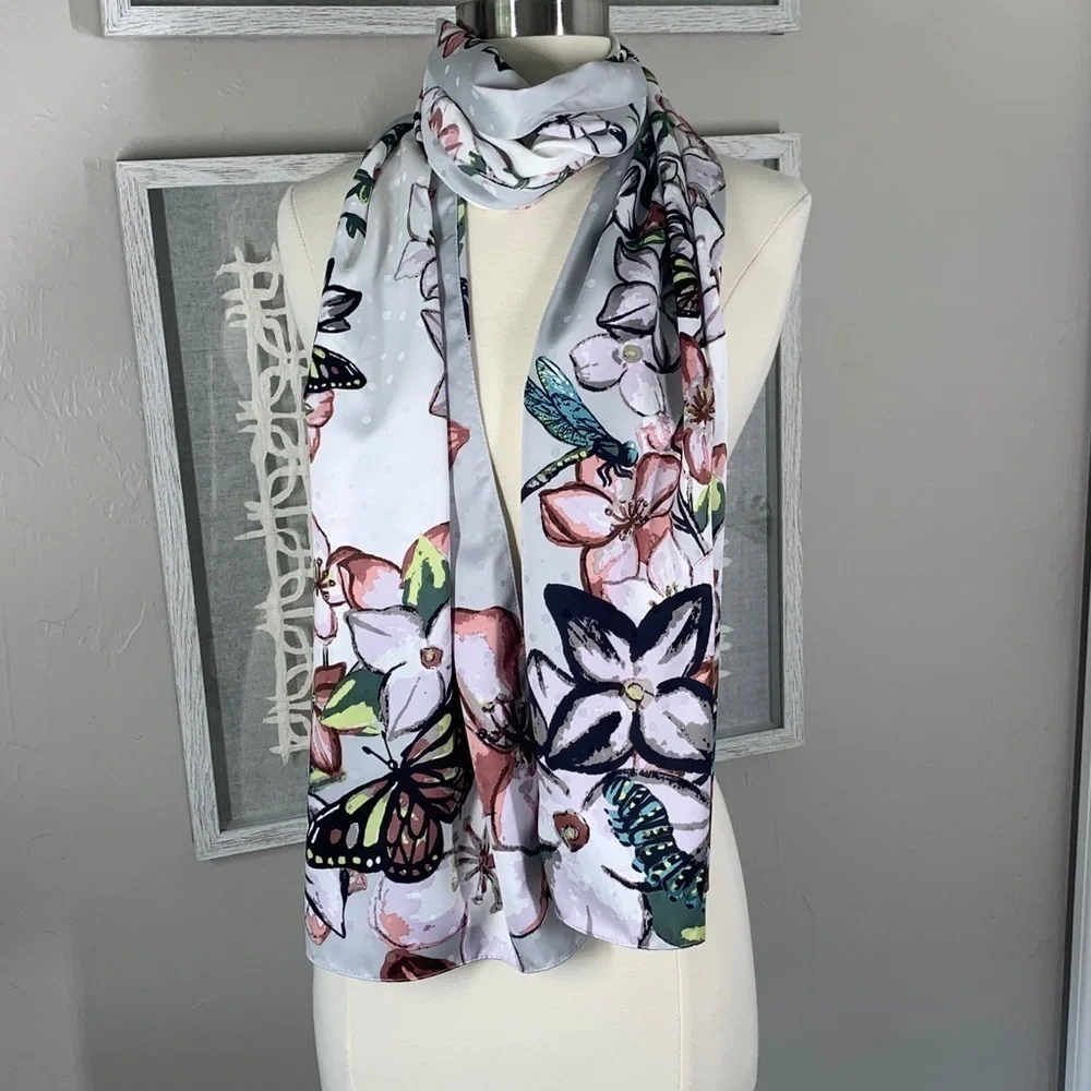 Vince Camuto scarf with dragonflies and butterflies print